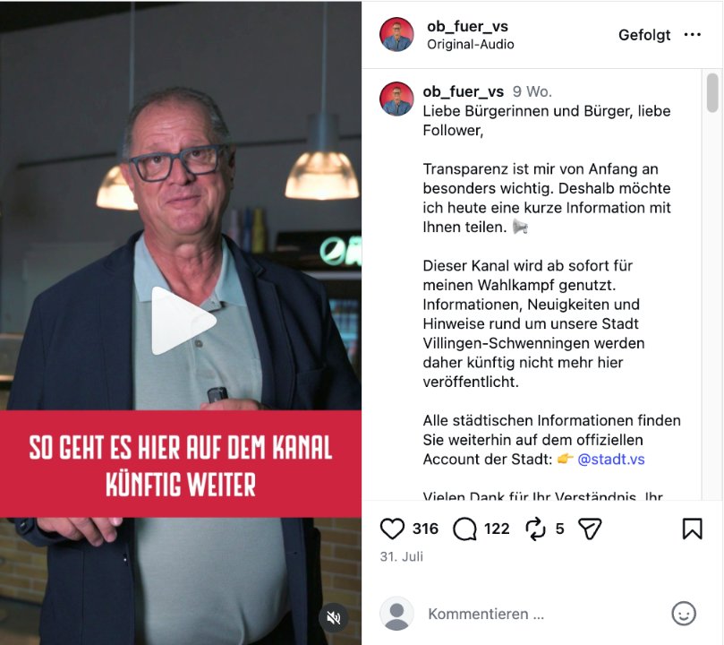 Instagram-Beitrag vom 31. Juli: So geht es hier auf dem Kanal künftig weiter